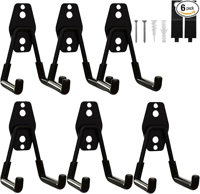 Garage Hooks Heavy Duty, 6 Pack Small Square Steel Garage Storage Hooks by BRCRXW