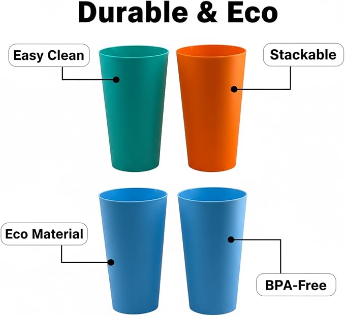 AOYITE 32-ounce Plastic Tumblers Reusable Dishwasher Safe BPA Free Large - Image 2