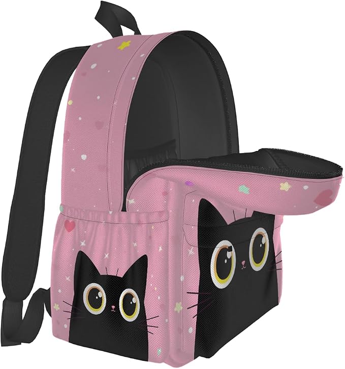 cfpolar 17 Inch Backpack Cute Cartoon Cats Laptop Bag Shoulder Bag School - Image 5
