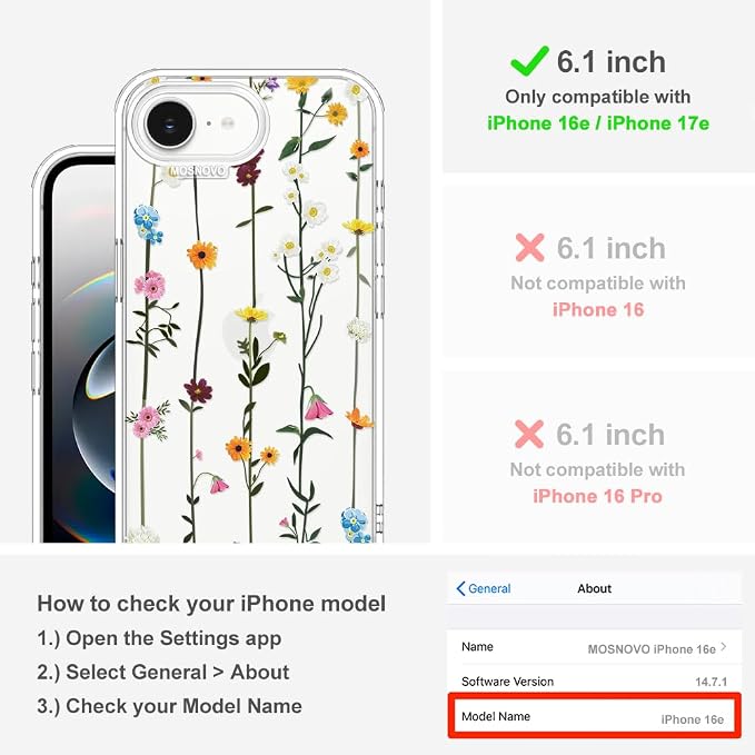MOSNOVO for iPhone 17e Case/iPhone 16e Case, Shockproof Military-Grade - Image 2