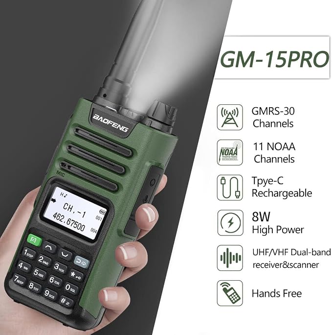 BAOFENG GM-15 Pro GMRS Radio 8W NOAA Weather Receiver Radio, GMRS Repeater - Image 2