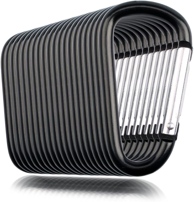 20 Pack 2.5" D Shape Aluminum Large Carabiner Clip Lock Hooks Spring Snap by SAMLOO