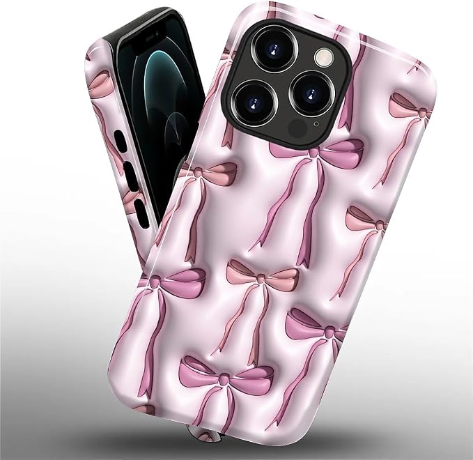 for iPhone 12 Pro Max Case, HL2 Abstract Ribbons Bows Hybrid 2 Layer Hard Shell - Image 2