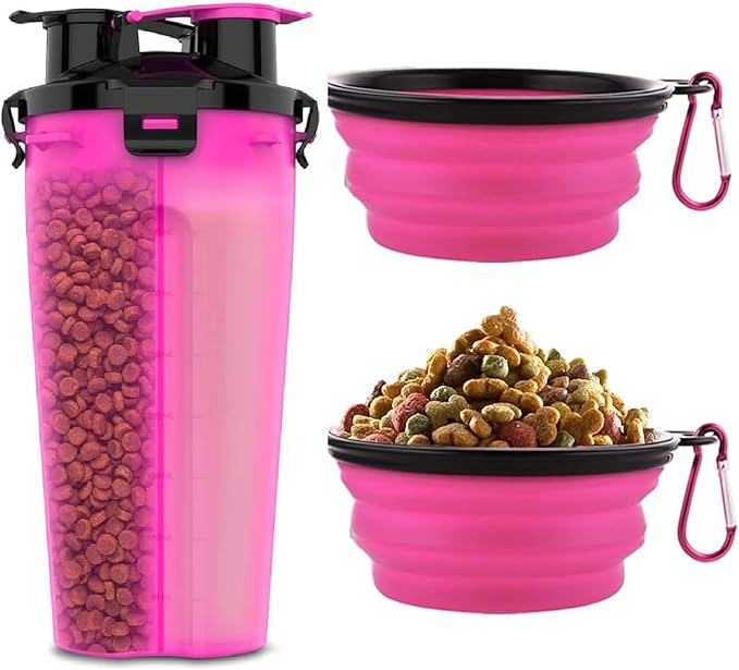 Dog Travel Water Bottle W/Collapsible Bowls by TRAVELINGTOTS