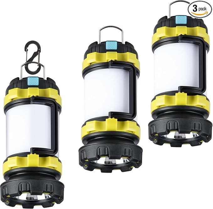 BOBKID 3 Pack Camping Lantern, Outdoor LED Camping Light, Rechargeable by AWonderfulOutdoorExperience