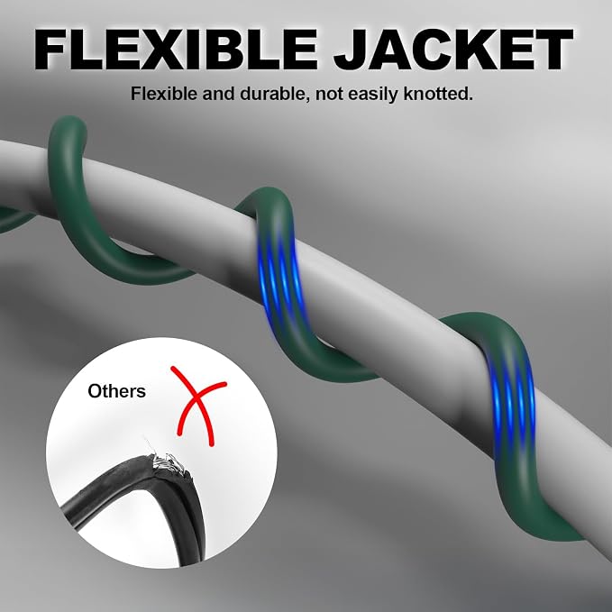 EP 10FT Green Outdoor Extension Cord, 16/3 SJTW Heavy Duty Waterproof, 3 Prong - Image 4