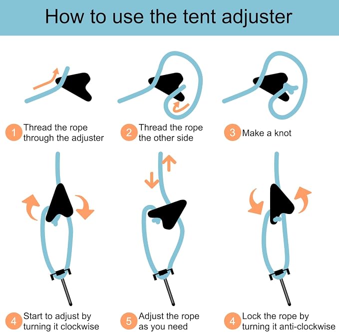 12Pack Rope Tensioner Ultralight Guyline Tensioners Adjuster Tent Rope - Image 3