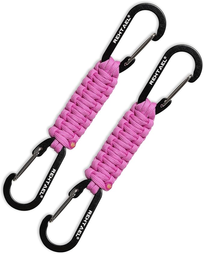 Paracord Braided Carabiner Keychain Lanyard Strap, Hanger Stroller Hook w/2 by REHTAEL