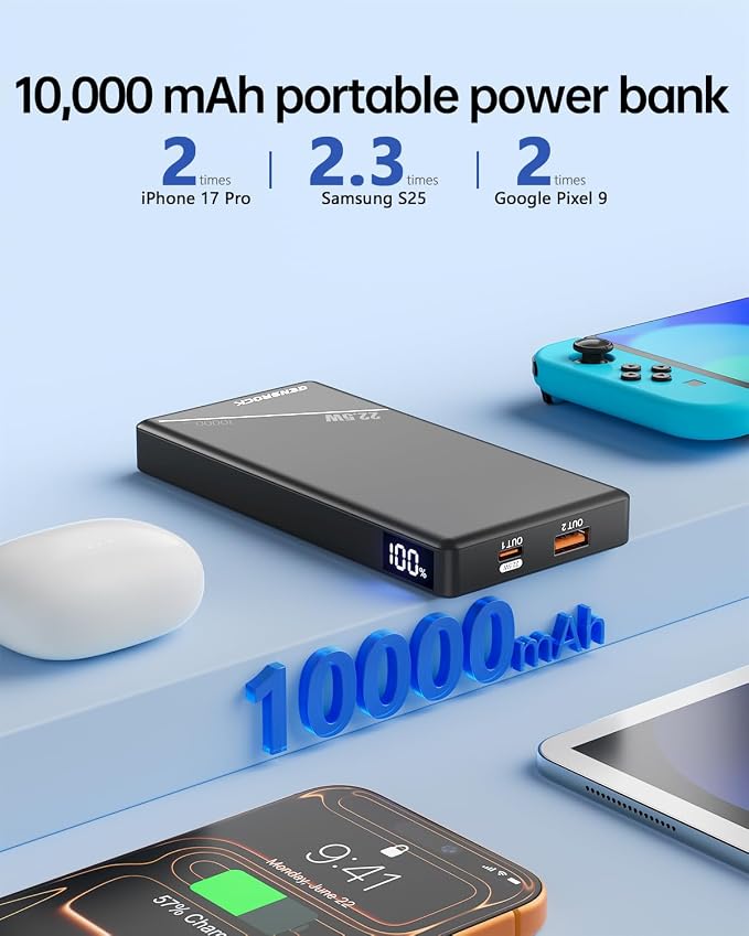 GENSROCK 2 Pack Portable Charger Power Bank 10000mAh, PD 22.5W Fast Charging - Image 4