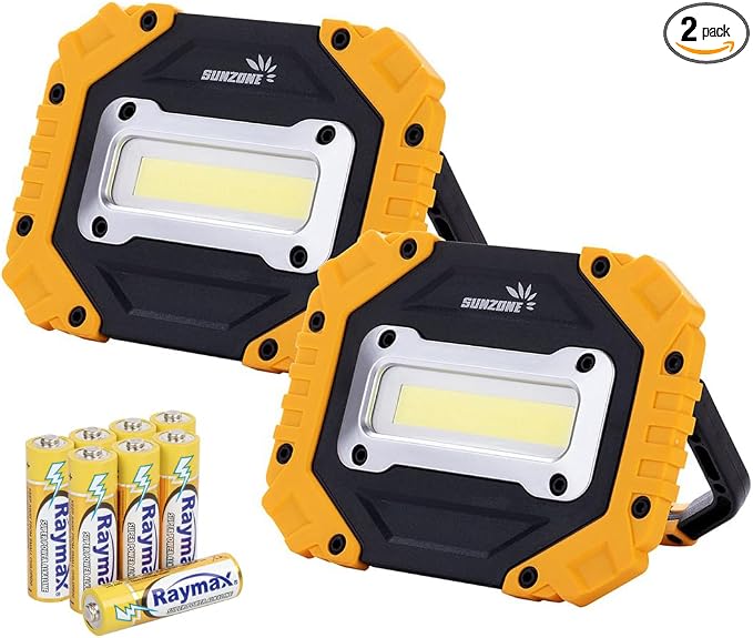 Sunzone Portable LED Work Light, AA Battery Powered Flood Lights, Super Bright by sunzone