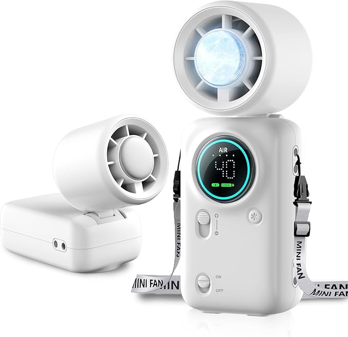 Handheld Turbo Fan with Ice Cooling, High Speed Personal Fan, Neck Fan by pastamakerforkitchenaid