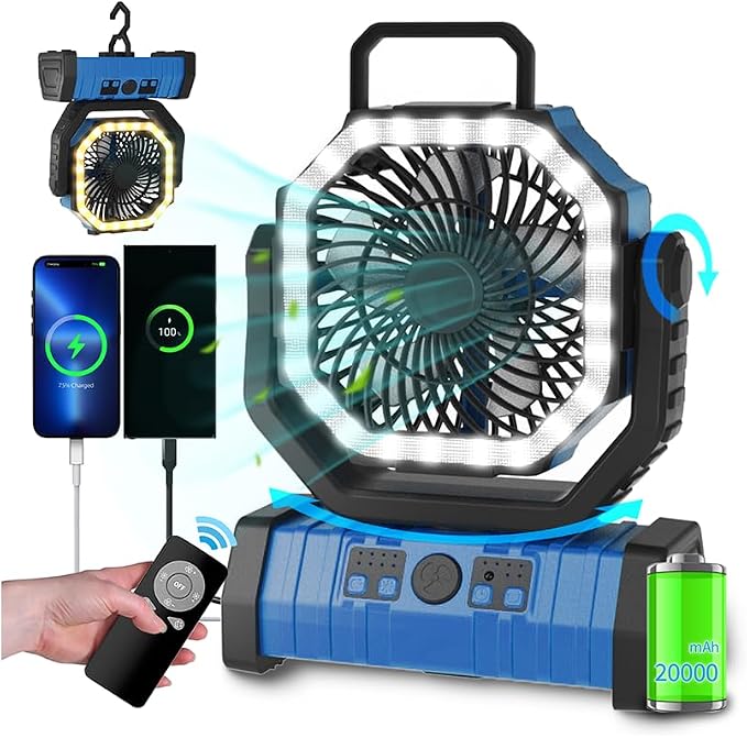 ADUST Camping Fan Battery Operated Powered Fan by ADUST