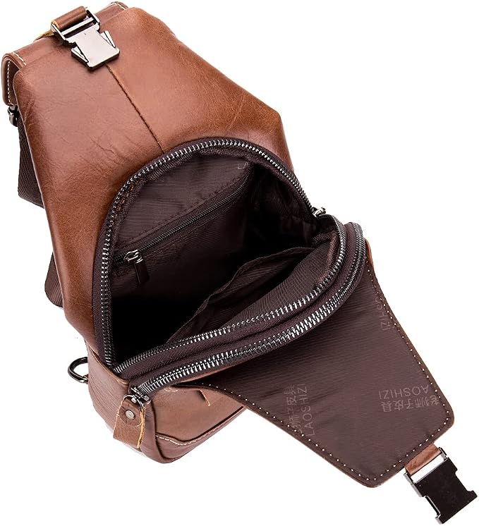 Hebetag Leather Sling Bag Crossbody Backpack - Image 4