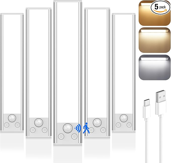 5-Pack Under Cabinet Lighting, 68LED 2000mAh Rechargeable Battery Operated by WelcometoVerRon