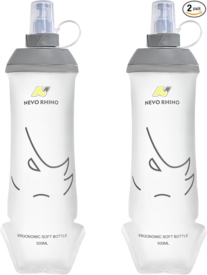 N NEVO RHINO 2PCS Soft Flask, 17oz/500ml TPU Running Water Bottle by NNEVORHINO