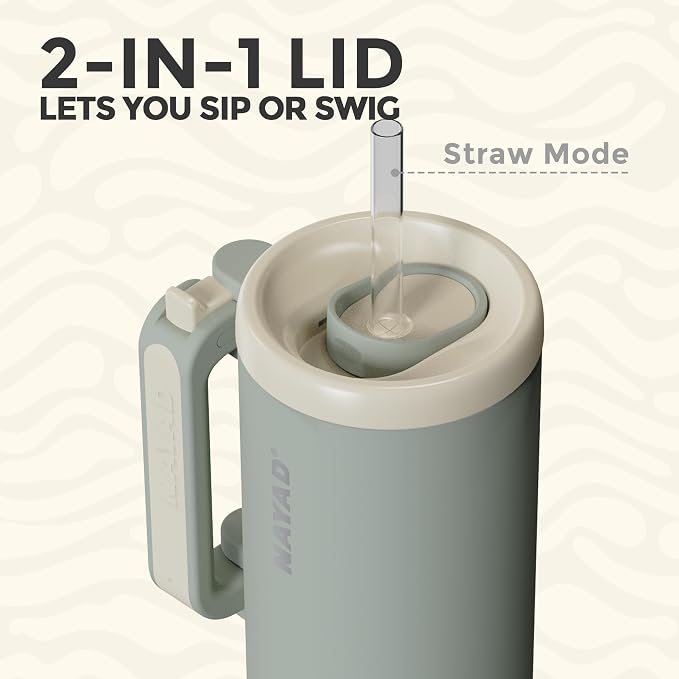 NAYAD 40oz Travel Tumbler with Handle and Straw|Cup Holder Friendly Insulated - Image 4