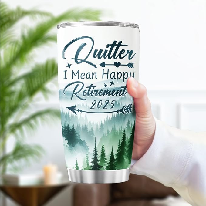 Funny Retirement Tumbler 2025 for Men Women, Quitter I Mean Happy Retirement - Image 3