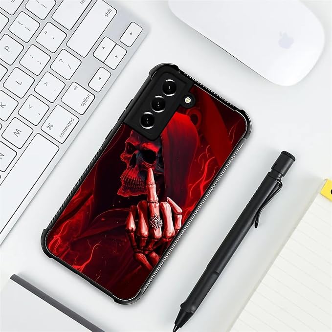for Samsung Galaxy S22 Plus Case, Gestures Funny Skull Pattern Graphic Design - Image 7