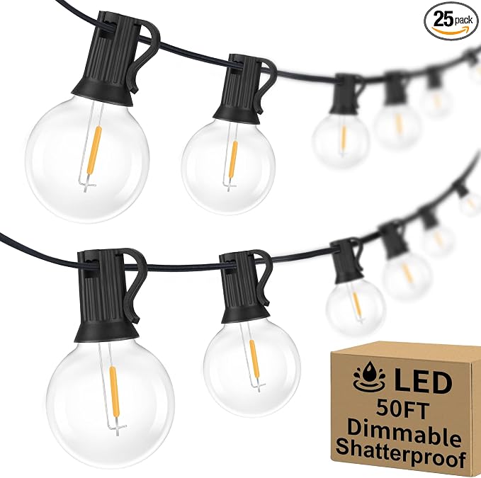 Bosceos 50FT Outdoor G40 LED Globe String Lights Dimmable Waterproof by BestChoiceforYourLife