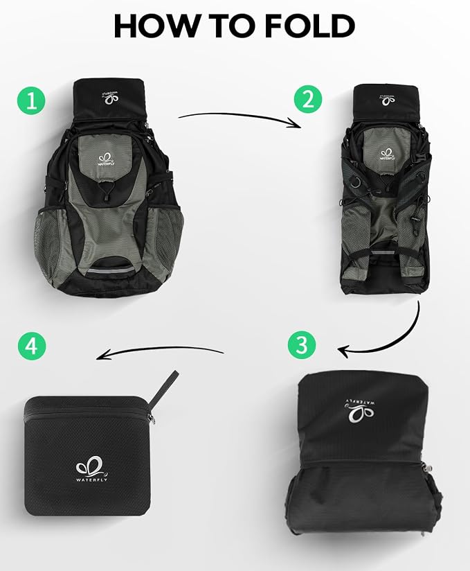 WATERFLY Lightweight Packable Hiking Backpack: 30L Foldable Travel Daypack - Image 6
