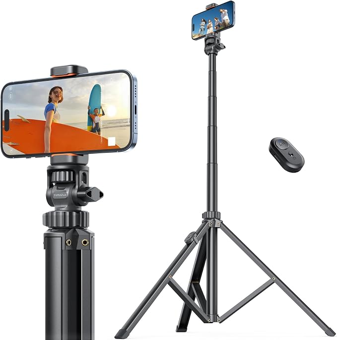 71''/180cm Extendable Phone Tripod Aluminum, Portable Stand by YUMAZLA