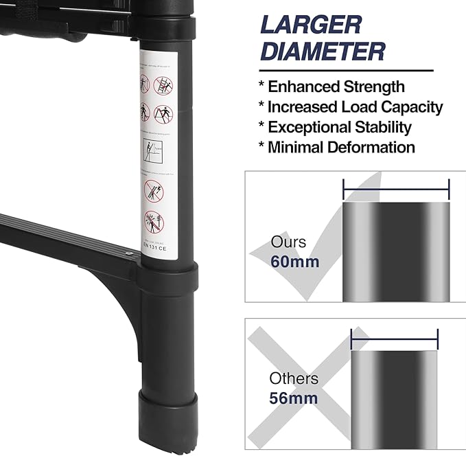 BOCOM 8.5 FT Aluminum Telescoping Ladder, Lightweight Multi-Purpose Collapsible - Image 2