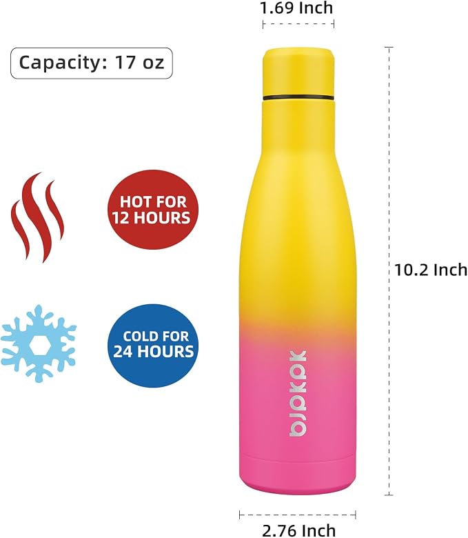 BJPKPK 17oz Insulated Water Bottles Stainless Steel Sports Water Bottles Keep - Image 2