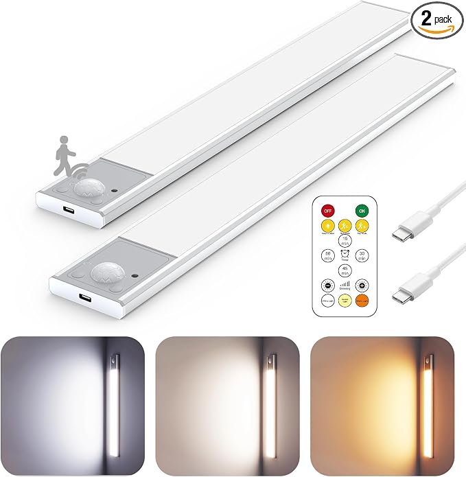 12" Ultra-Thin Under Cabinet Lighting Wireless, Aluminum Alloy Under Counter by Skairipa