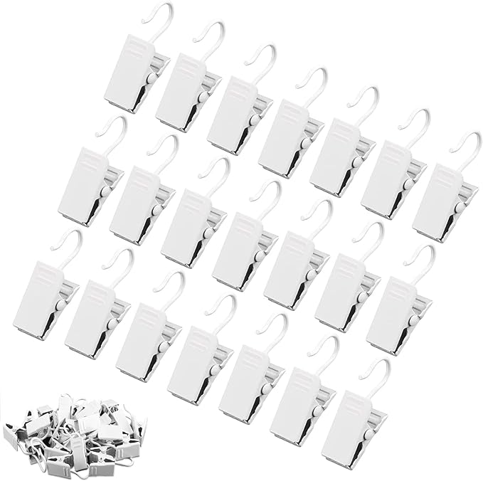 JANYUN 120 Pack White Clip Hook Set Curtain Clips by JANYUN