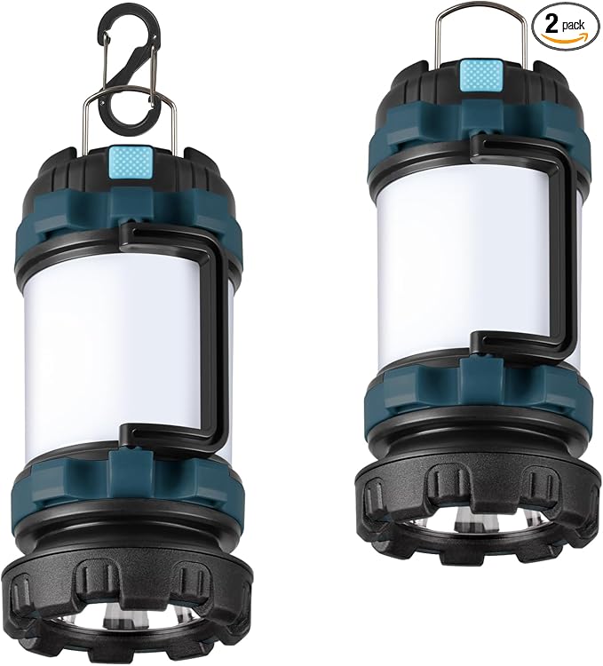 BOBKID 2 Pack Camping Lantern, Outdoor LED Camping Light, Rechargeable by AWonderfulOutdoorExperience