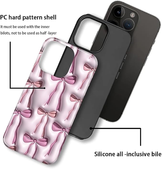 for iPhone 13 Pro Case, HL2 Abstract Ribbons Bows Hybrid 2 Layer Hard Shell - Image 3