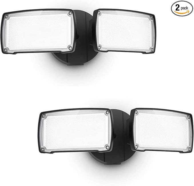 LUTEC 2 Packs LED 3500 Lumen 32W 5000K Integrated Dual-Head Floodlight Outdoor by LUTEC