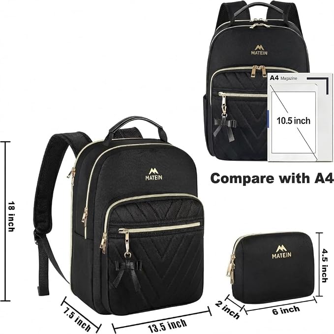 MATEIN Backpack Purse for Women, 17 inch Stylish Cute Waterproof Backpack Purse - Image 3