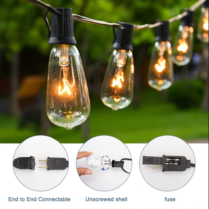 GOOTHY Outdoor String Lights 45Ft ST40 Vintage Patio Lights - Image 4