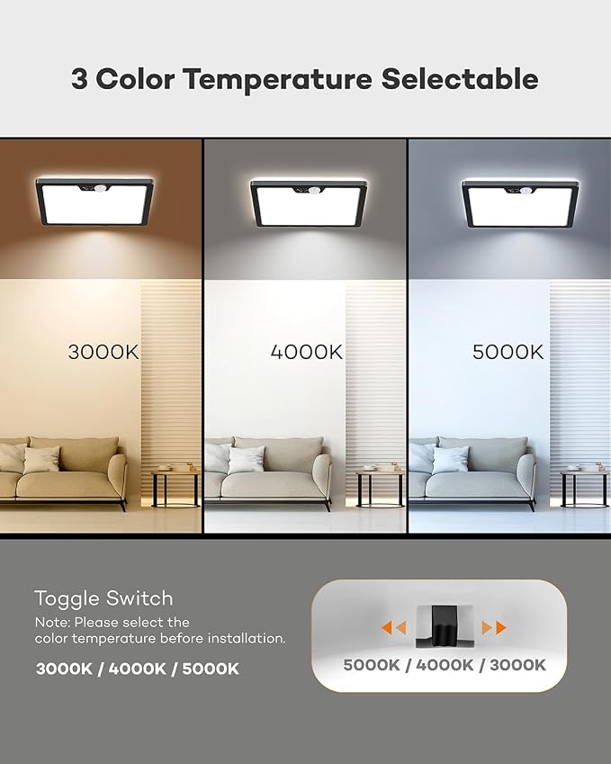 Annaror 12in Motion Sensor Ceiling Light Wired, 3000K 4000K 5000K Selectable - Image 2