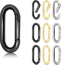 12Pack Large Oval Keyring, Metal Carabiner Spring Snap Hooks Clip by CooBigo