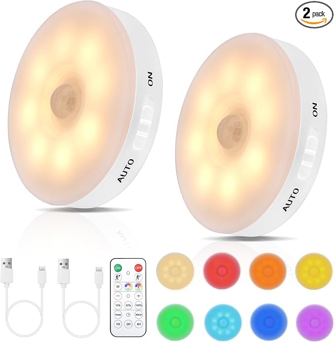 RGB LED Rechargeable Motion Sensor Light Indoor by MotionSensorLightIndoorforClosetCabinetKitchenRoomandmore