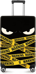 ANNA QUEEN Warning Tape Luggage Cover, Funny Eyes and Yellow Tape Design by ANNAQUEEN