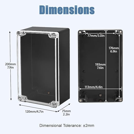 LeMotech Junction Box with Clear Cover IP65 Waterproof Project Box Dustproof - Image 2