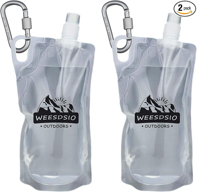 2-Pack 1L Hiking Collapsible Water Bottles by Weesdsio