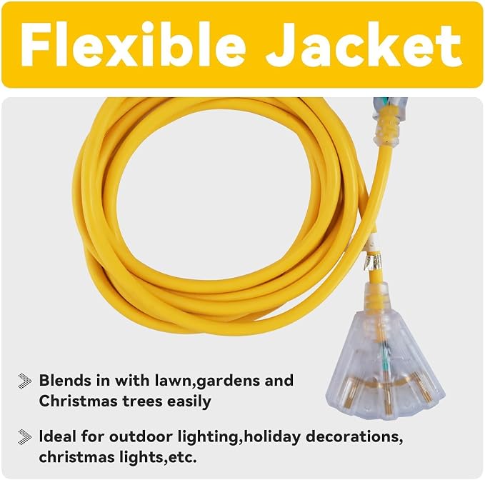EP 8 Ft 12 Gauge Heavy Duty Extension Cord, 15A 125V 1875W, 3 Outlet - Image 6