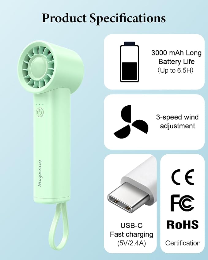 Portable Handheld Fan with Power Bank, 3 IN 1 USB Rechargeable Mini Personal - Image 8