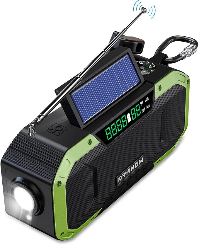 NOAA Weather Radio​​ with AM/FM, 5000mAh Backup Battery, IPX5 WaterproofSolar by KAYINOW