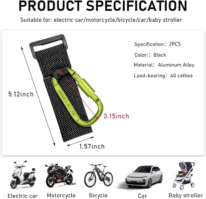 KVAEY 2 Pack Multipurpose Hook for Hanging Helmet, Durable Carabiners, Roll Bar - Image 2