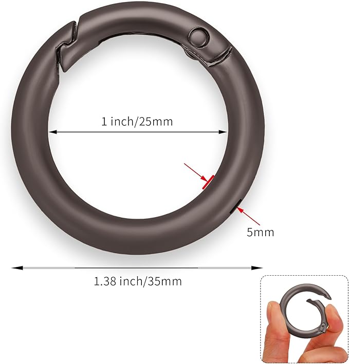 Gkeygo Key Ring Clip, 1 Inch Keychain Rings, 8 Pack Round Carabiner Clip - Image 5