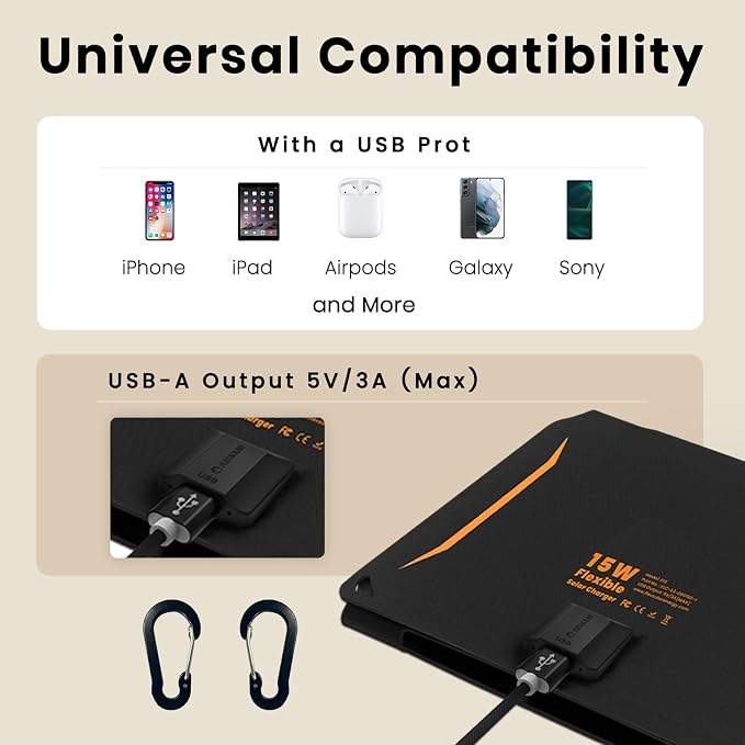 FlexSolar 15W Small Solar Panel Charger 5V USB Output ETFE Lightweight Foldable - Image 4