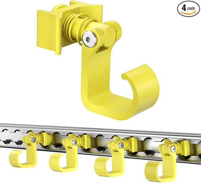 4 Pack L Track Hooks with Single Stud Fitting, Spring-Loaded Adjustable Gear by vandrabase