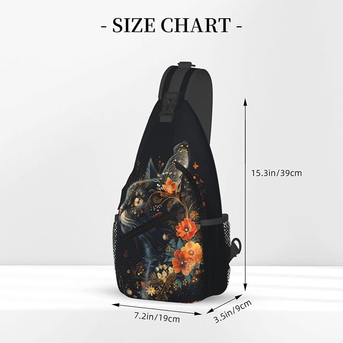 Black Cat Sling Bag For Women Men Halloween Backpack Crossbody Cat - Image 3
