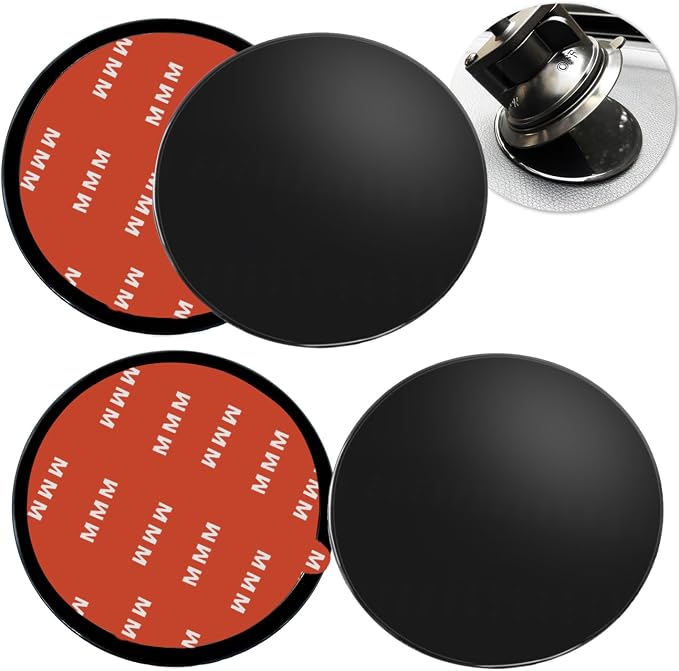 4 Pack 73mm Black Adhesive Dashboard Pad Mounting Disk, Mounting Disk by Unknown