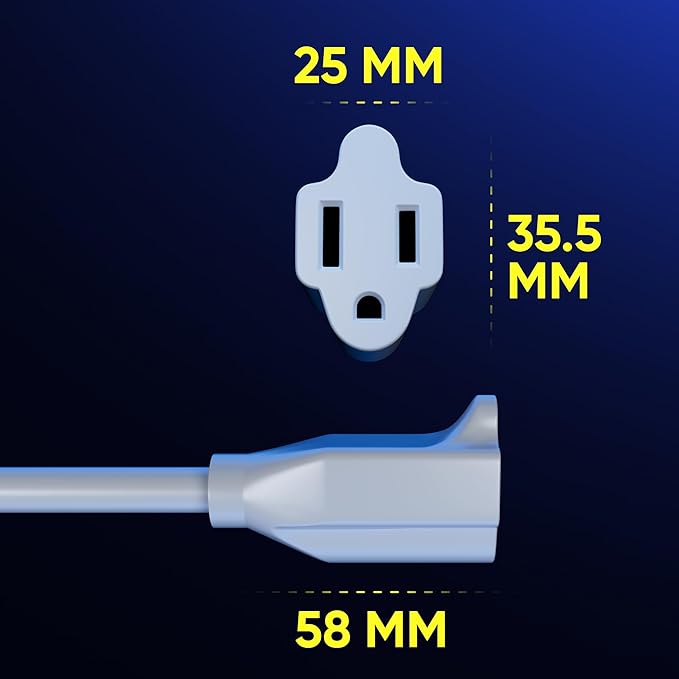 Maximm Extension Cord 4 Foot White Flat Plug, 360° Rotating Short Power Cord - Image 3